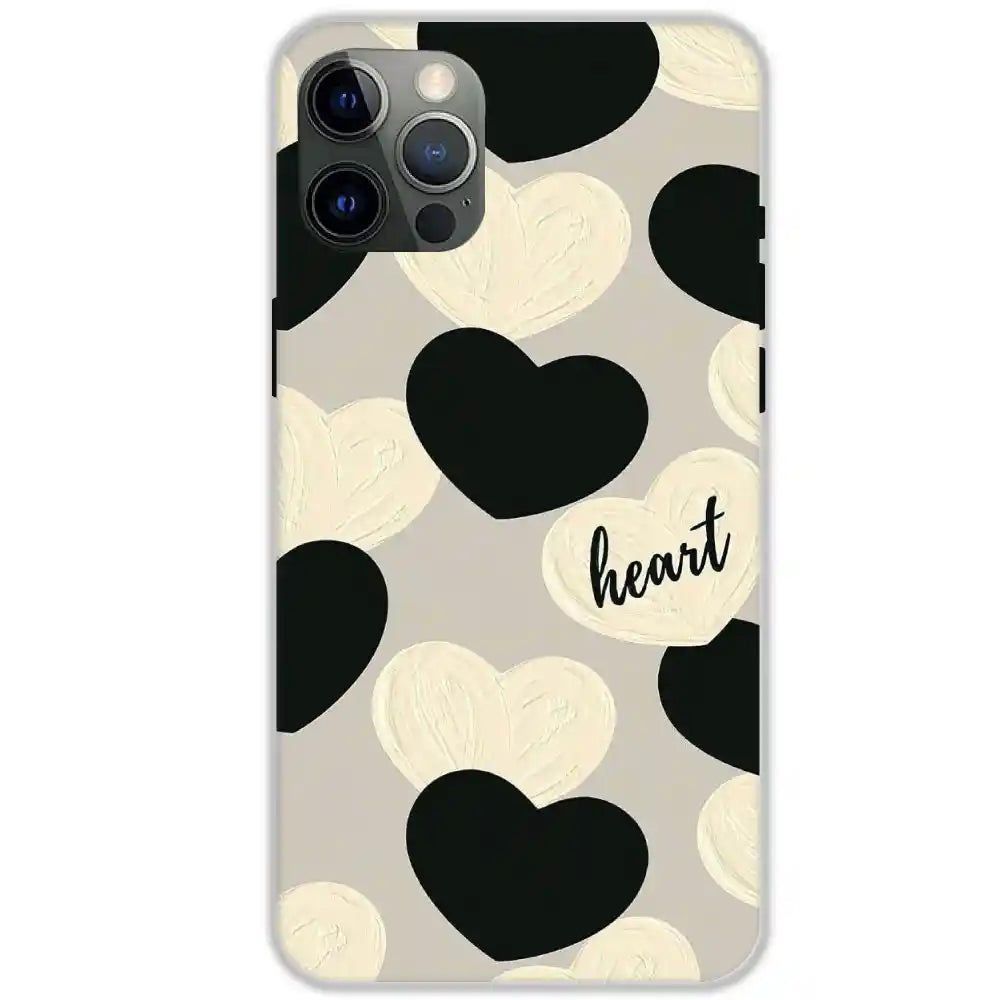 Black And White Heart - Hard Cases For Apple iPhone 12 Pro