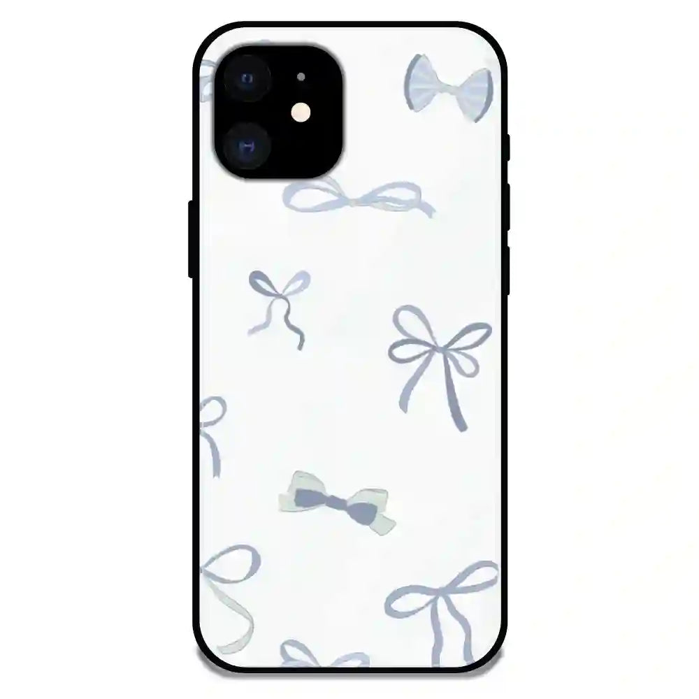 'Blue Bows - Glossy Metal Silicone Case For Apple iPhone 12