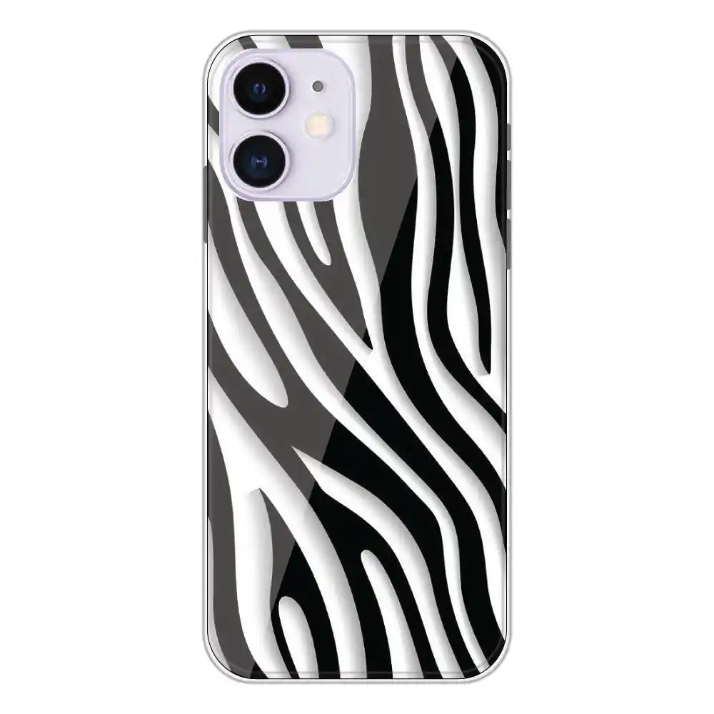 Zebra Print - Clear Printed Silicone Case For Apple iPhone 12