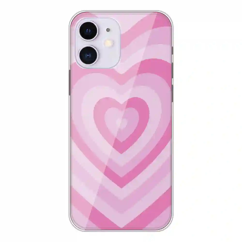 Pink Hearts - Printed Silicone Case For Apple iPhone 12