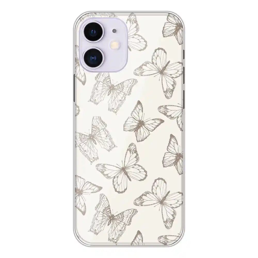 White Butterflies - Printed Silicone Case For Apple iPhone 12