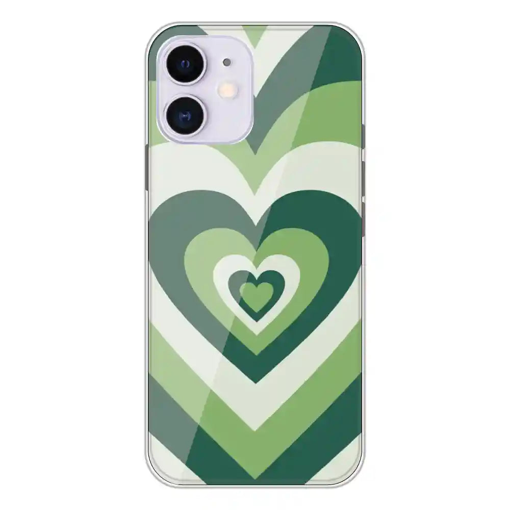 Dark Green Hearts - Printed Silicone Case For Apple iPhone 12
