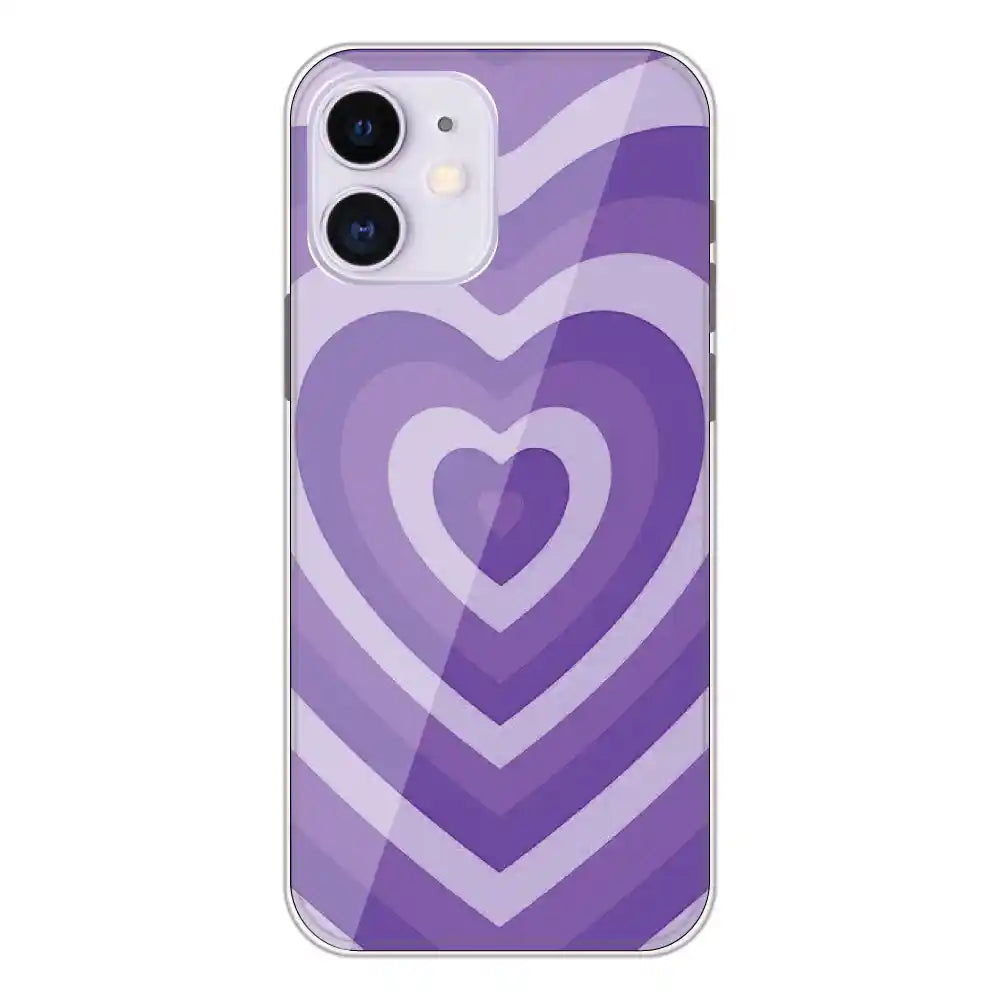 Purple Hearts - Printed Silicone Case For Apple iPhone 12