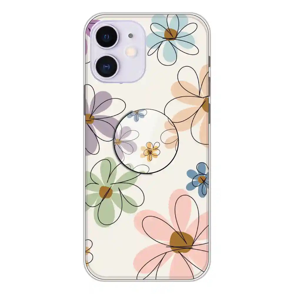 Rainbow Flowers - Silicone Grip Case For Apple iPhone 12