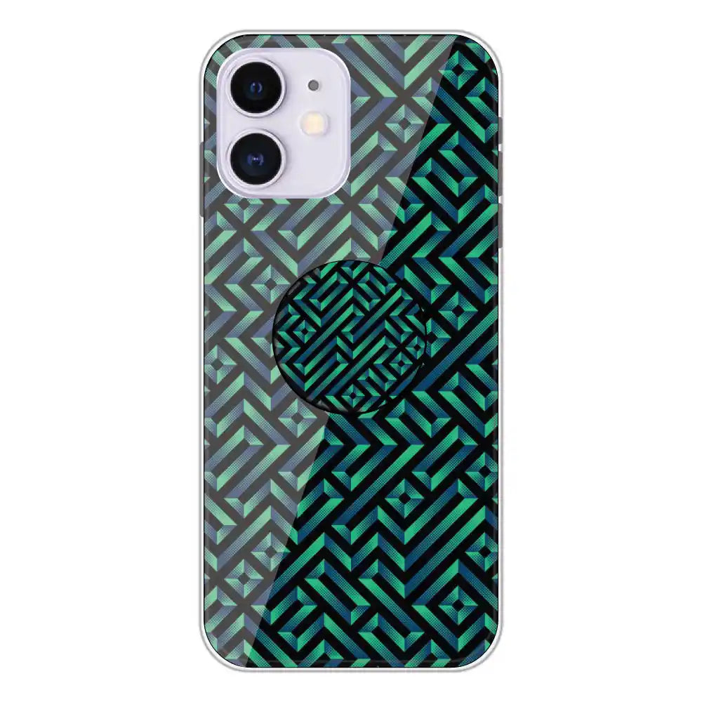 Green Mosiac Art - Silicone Grip Case For Apple iPhone 12