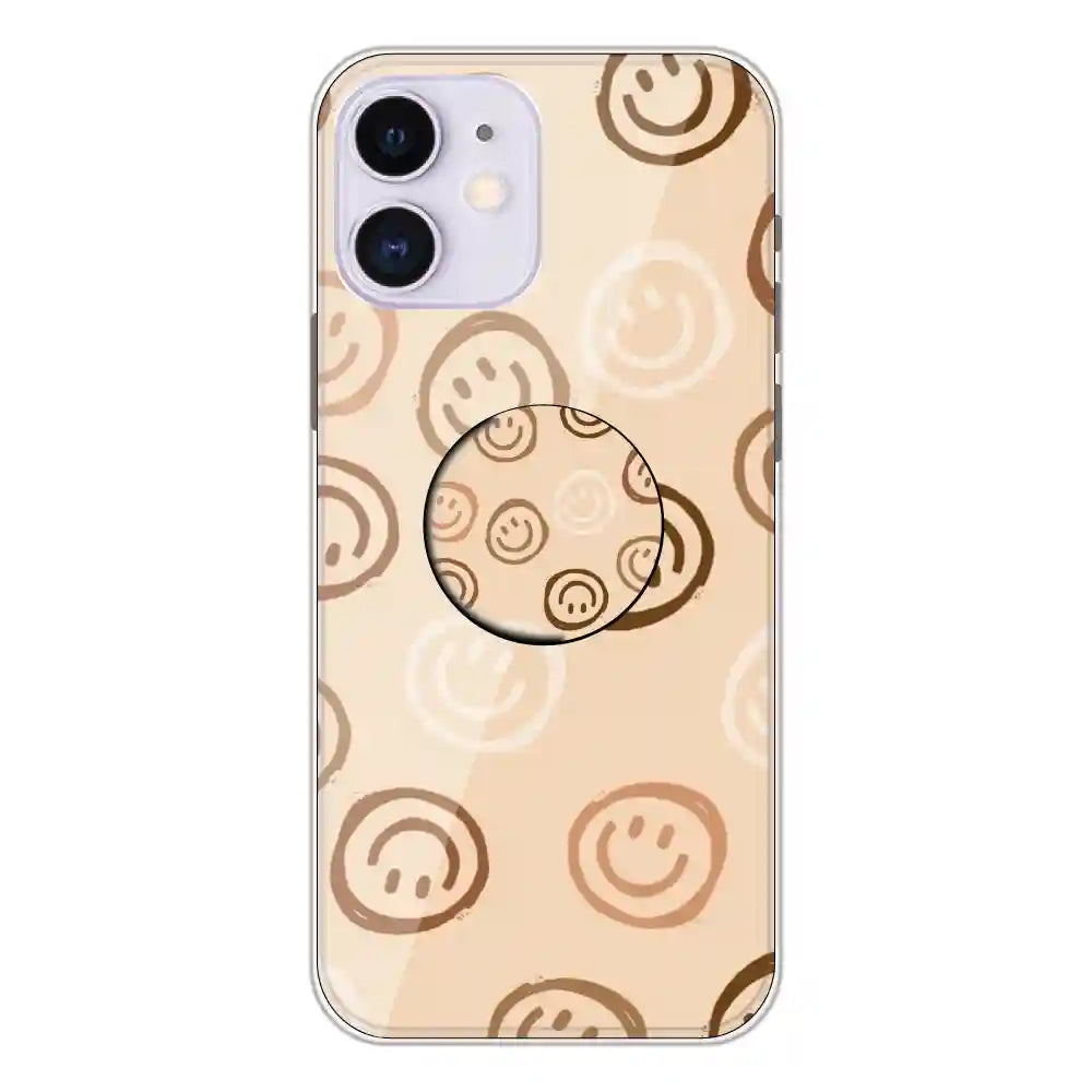 Brown Smilies - Silicone Grip Case For Apple iPhone 12