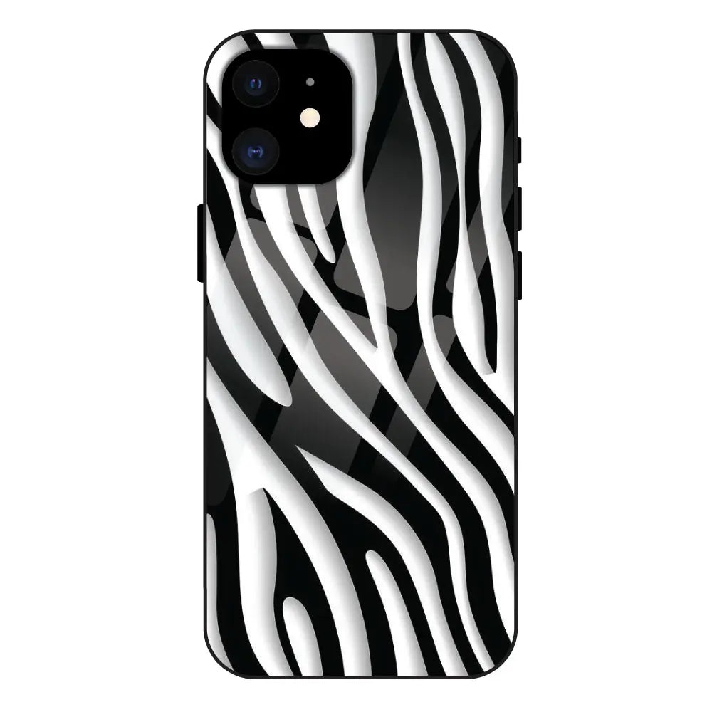 'Zebra Print - Glass Case For Apple iPhone 12