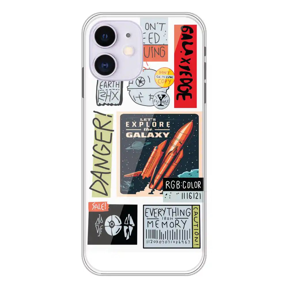 Galaxy - Clear Printed Silicone Case For Apple iPhone 12