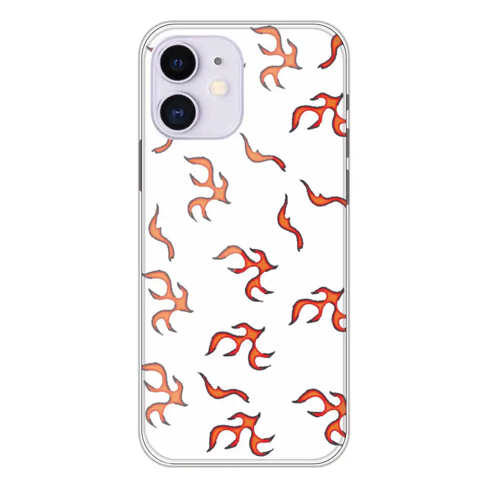 Orange Mini Flames - Clear Printed Silicone Case For Apple iPhone 12