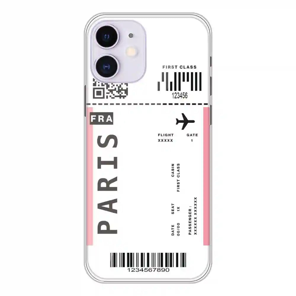 Paris Ticket - Clear Printed Silicone Case For Apple iPhone 12