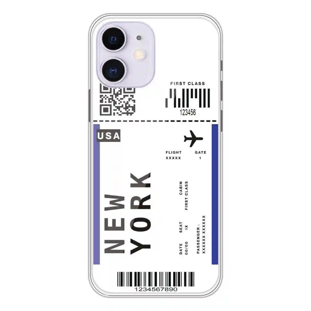 New York Ticket - Clear Printed Silicone Case For Apple iPhone 12