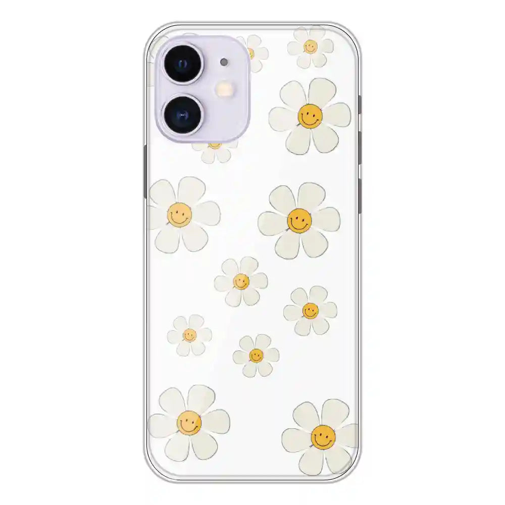 Smile Flowers - Clear Printed Silicone Case For Apple iPhone 12