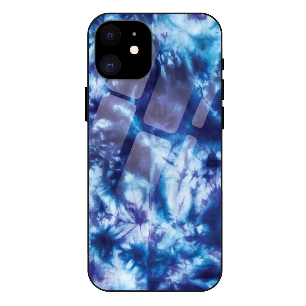 'Dark Blue Tie Dye - Glass Case For Apple iPhone 12