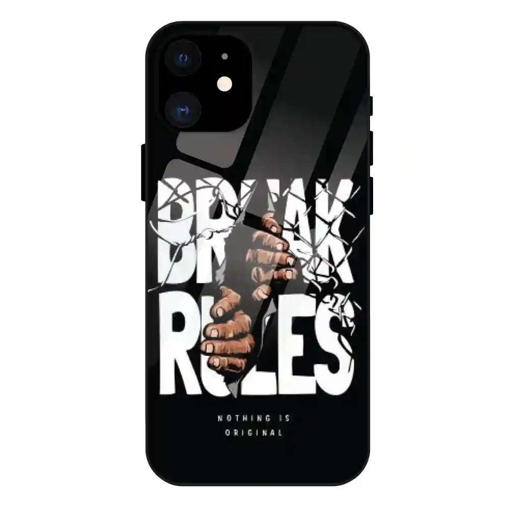 Break Rules - Glass Case For Apple iPhone 12