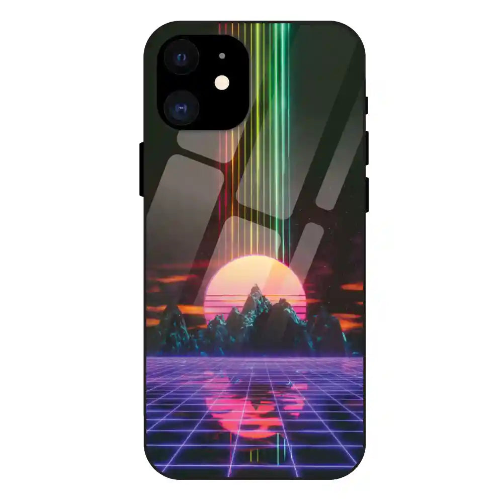 Retro Sunset Synthwave - Glass Case For Apple iPhone 12