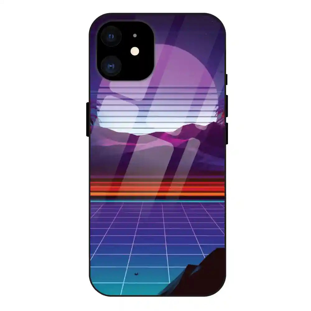 Electrofloor Synthwave - Glass Case For Apple iPhone 12