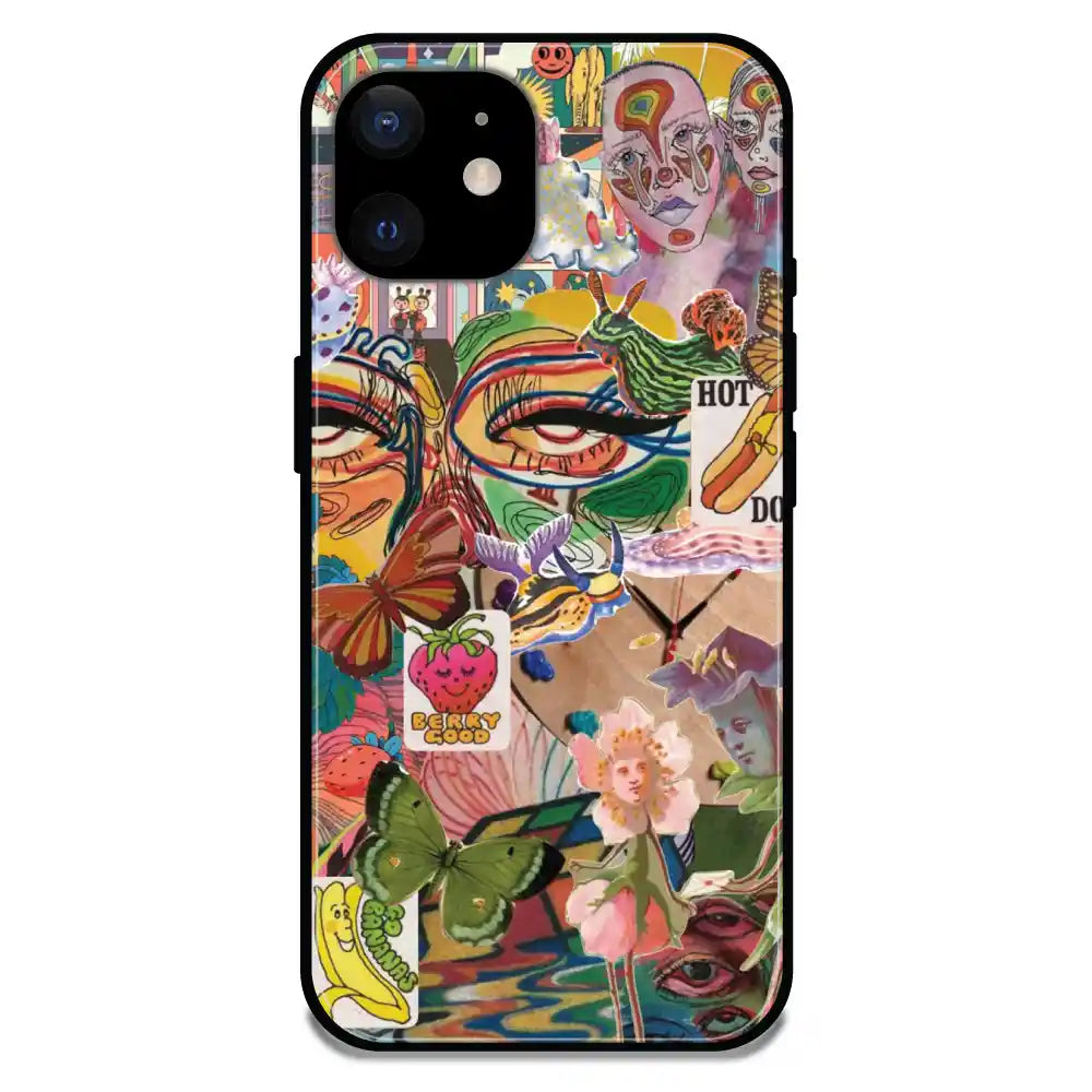 Vintage Collage - Glossy Metal Silicone Case For Apple iPhone Models