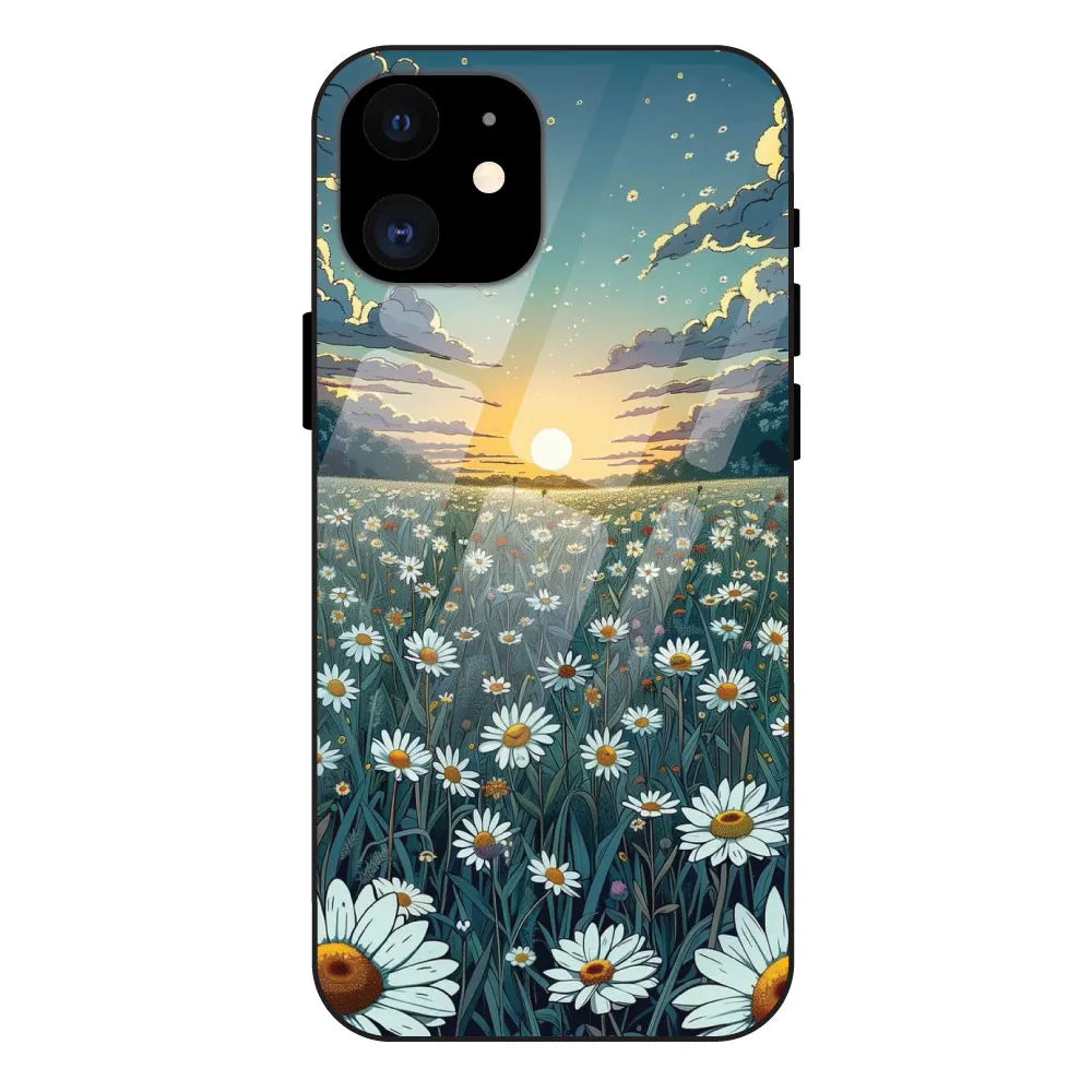 Daisy Sunset - Glossy Metal Silicone Case For Apple iPhone 12