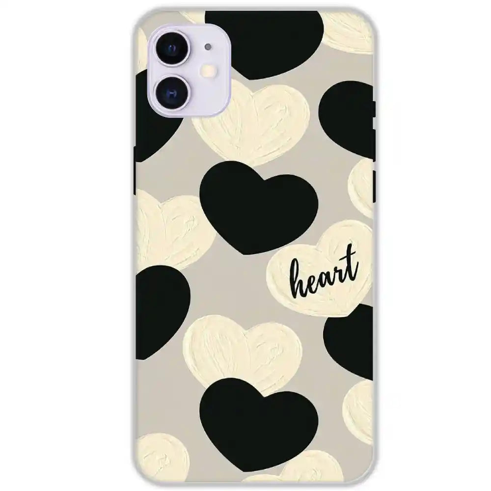 Black And White Heart - Hard Cases For Apple iPhone 12