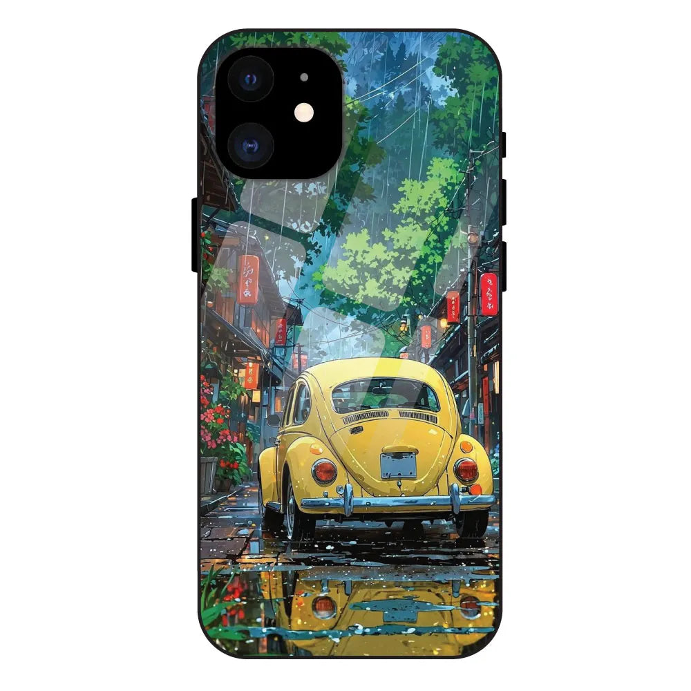 'Yellow Bettle - Glass Case For Apple iPhone 12