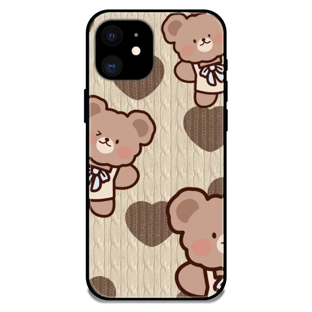 'Teddy Heart - Glossy Metal Silicone Case For Apple iPhone 12