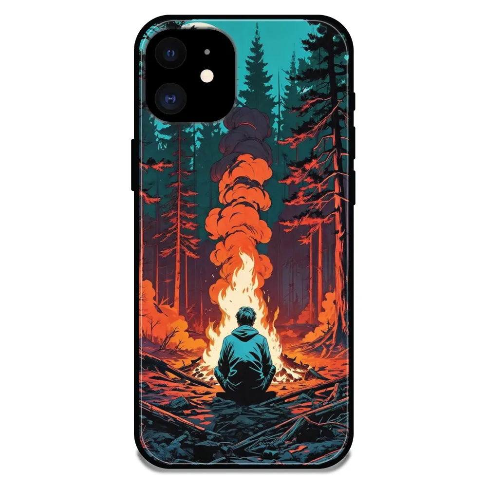 'Boy With Camp Fire - Glossy Metal Silicone Case For Apple iPhone 12
