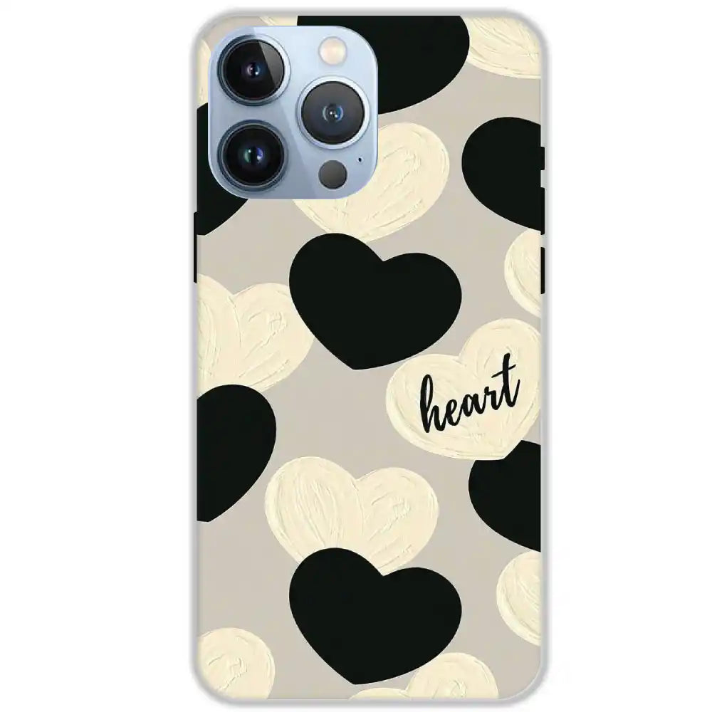 Black And White Heart - Hard Cases For Apple iPhone 13 Pro Max