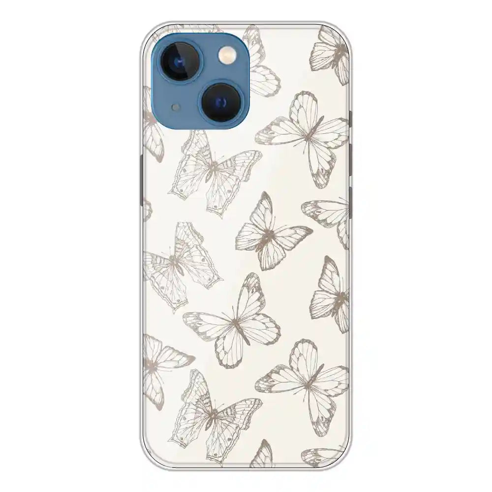 White Butterflies - Printed Silicone Case For Apple iPhone 13 Mini