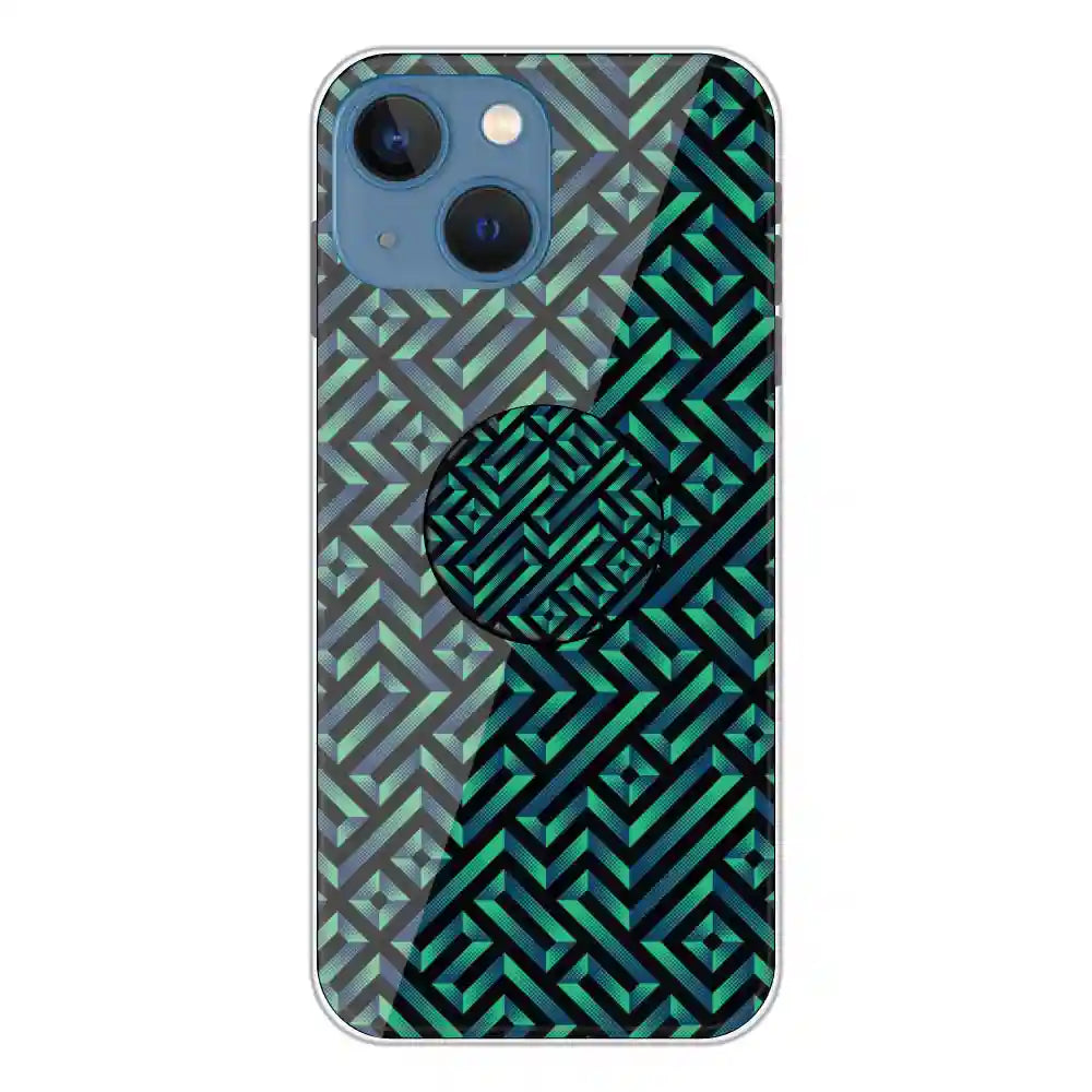 Green Mosiac Art - Silicone Grip Case For Apple iPhone 13 Mini
