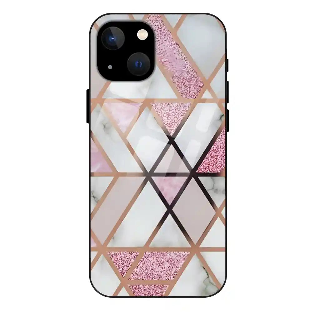'Blush Prism Geometric - Glass Case For Apple iPhone 13 Mini
