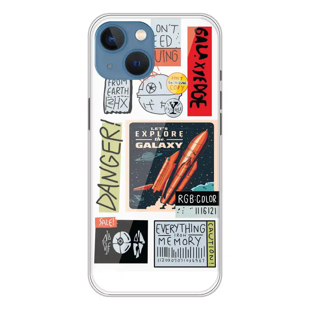 Galaxy - Clear Printed Silicone Case For Apple iPhone 13 Mini