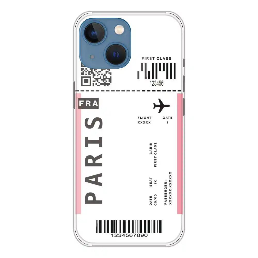 Paris Ticket - Clear Printed Silicone Case For Apple iPhone 13 Mini