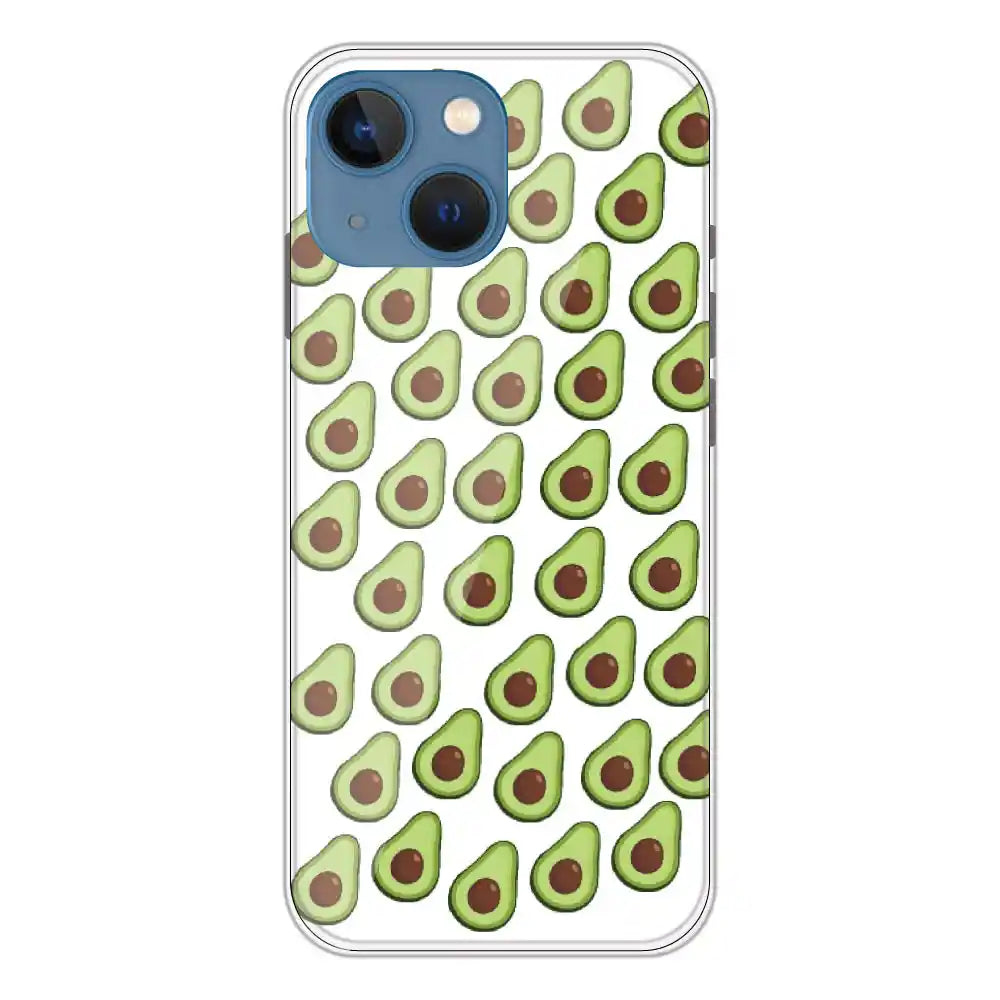 Avocado - Clear Printed Silicone Case For Apple iPhone 13 Mini