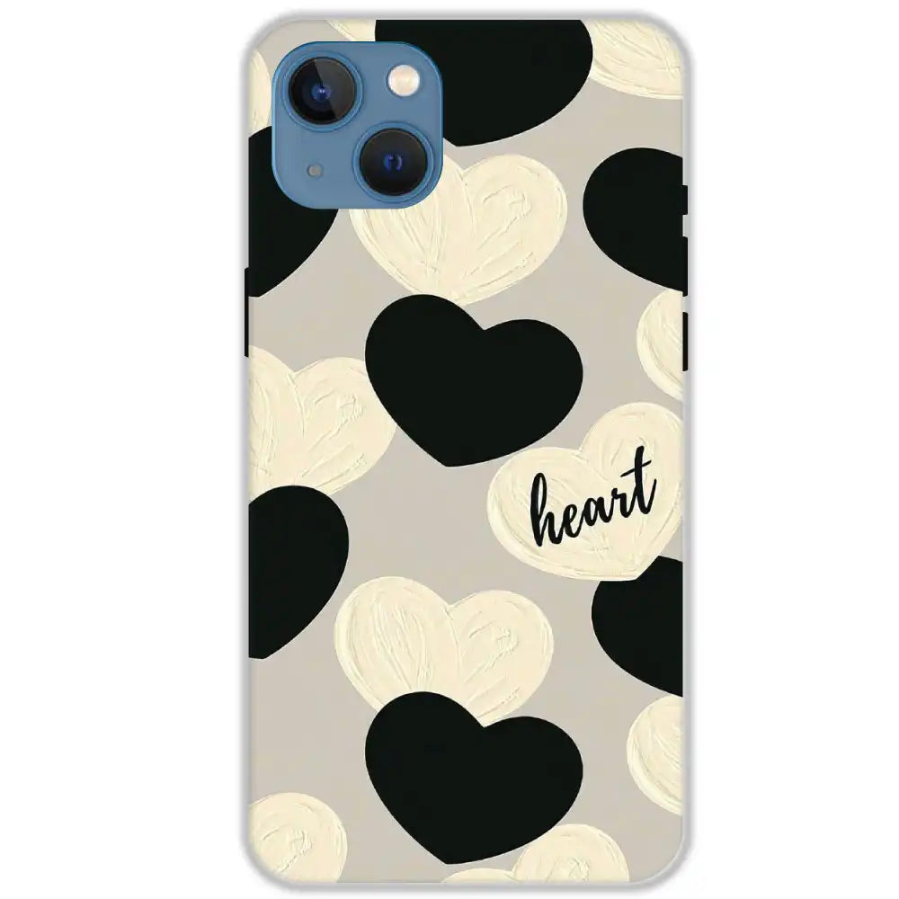 Black And White Heart - Hard Cases For Apple iPhone 13 Mini