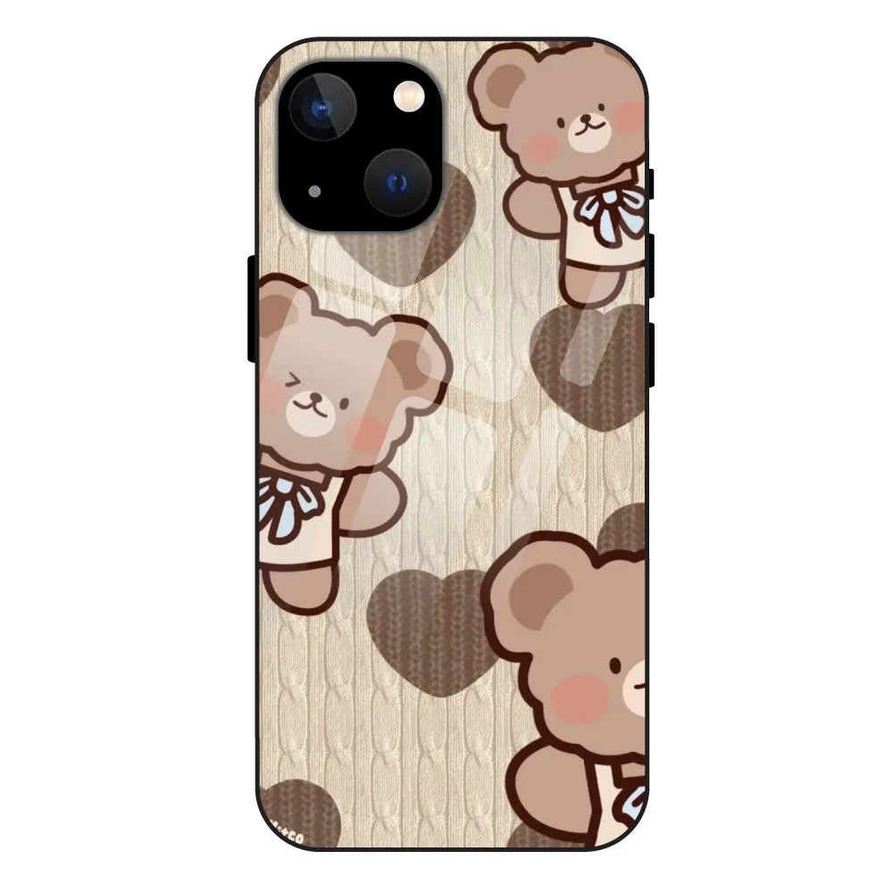 Teddy Heart - Glossy Metal Silicone Case For Apple iPhone 13 Mini
