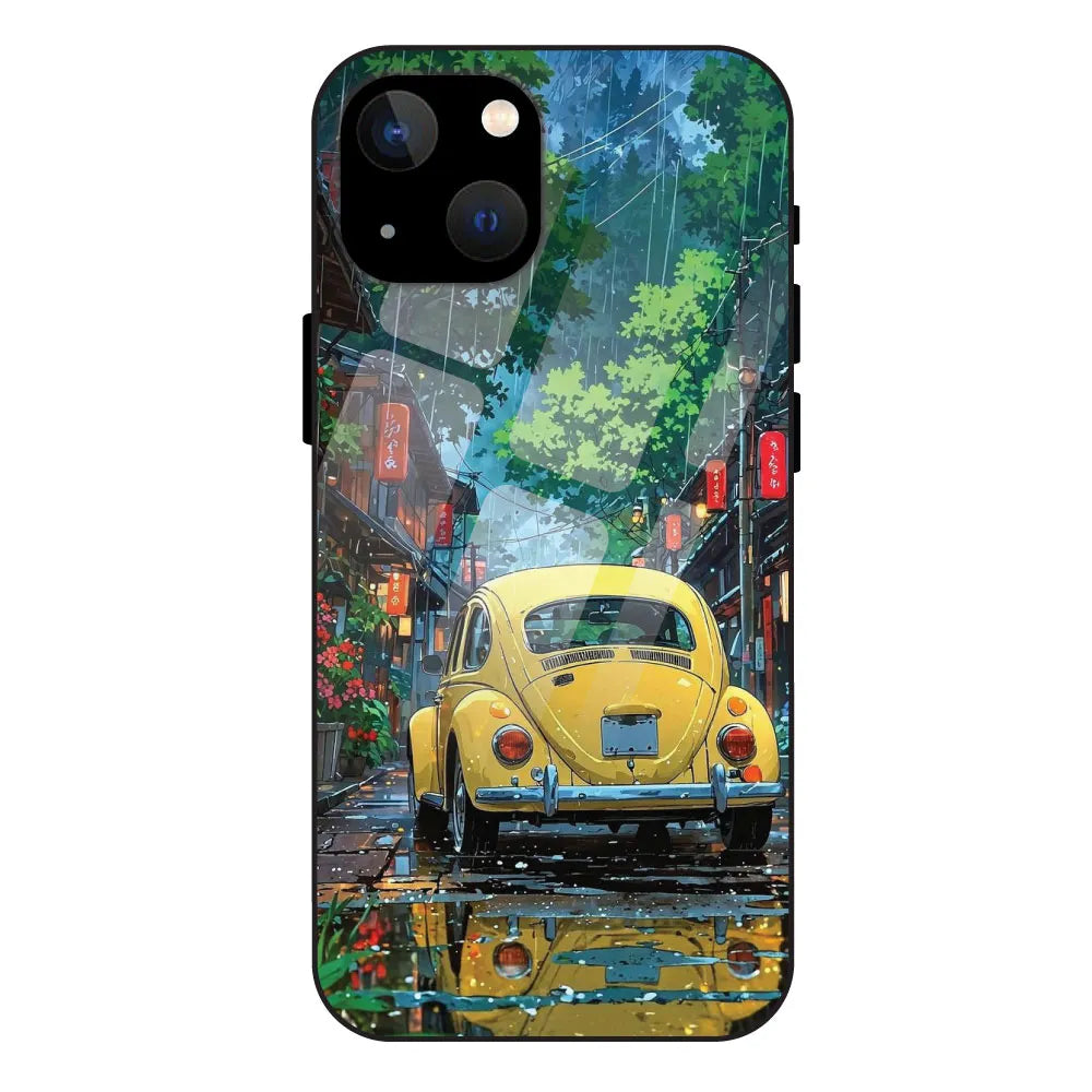 Yellow Bettle - Glass Case For Apple iPhone 13 Mini