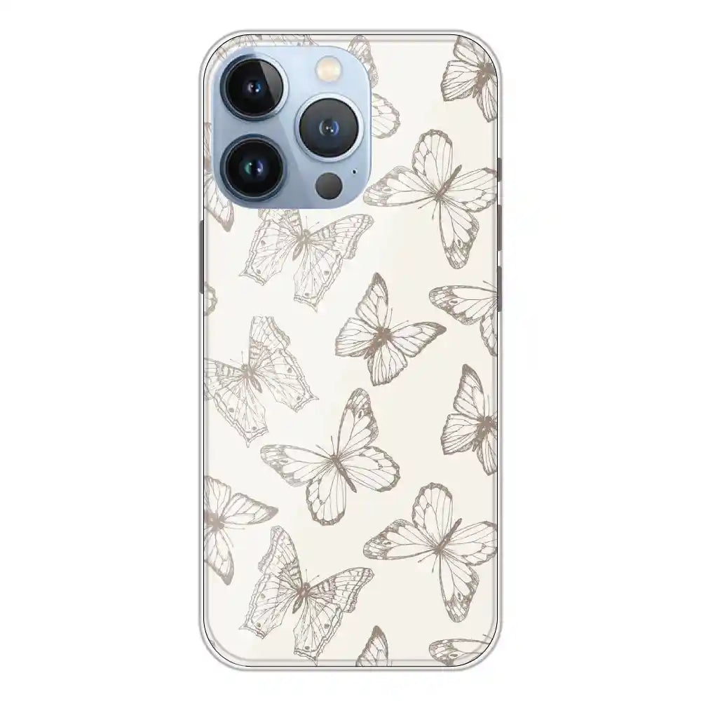 White Butterflies - Printed Silicone Case For Apple iPhone 13 Pro Max