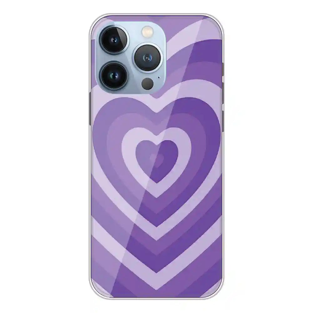 Purple Hearts - Printed Silicone Case For Apple iPhone 13 Pro Max