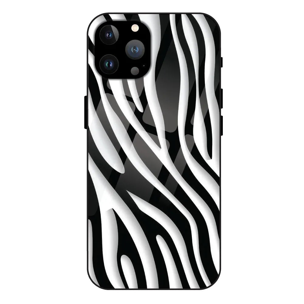 Zebra Print - Glass Case For Apple iPhone 13 Pro Max