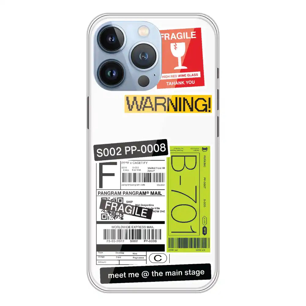 Fragile Labels - Clear Printed Silicone Case For Apple iPhone 13 Pro Max