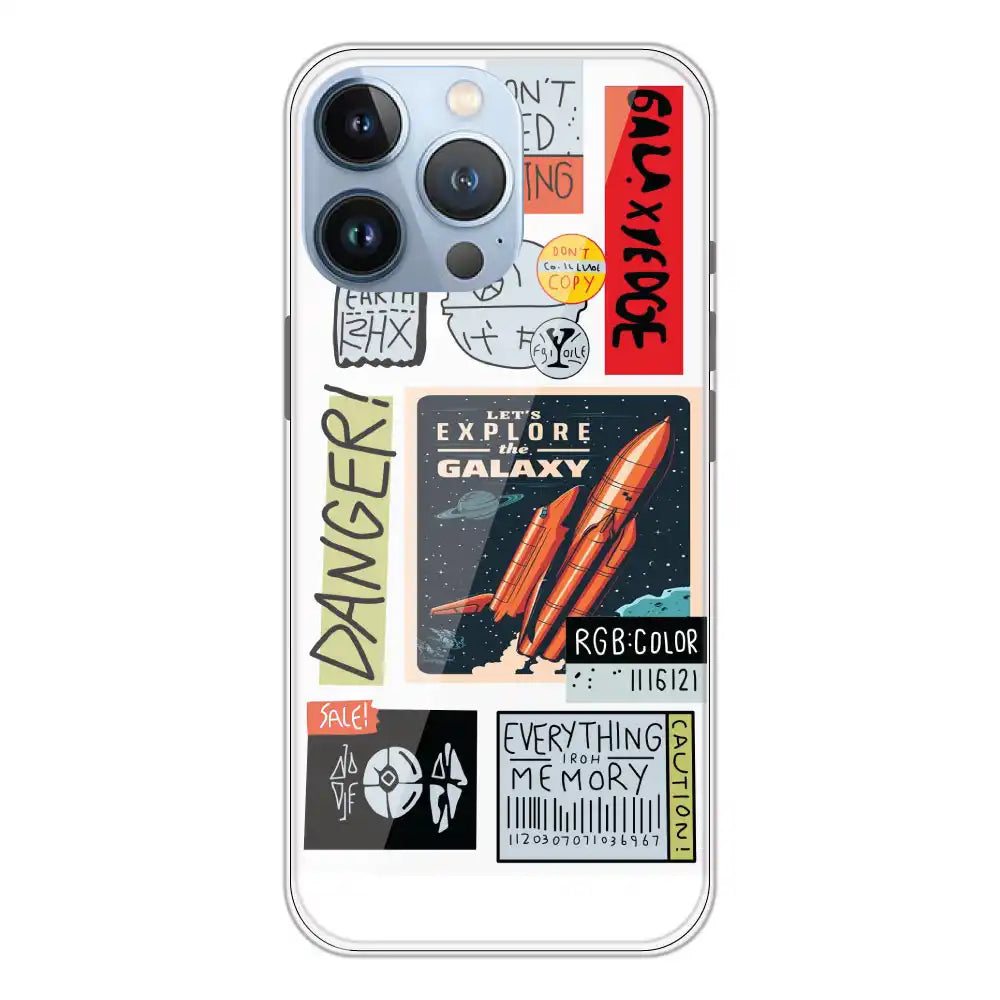 Galaxy - Clear Printed Silicone Case For Apple iPhone 13 Pro Max