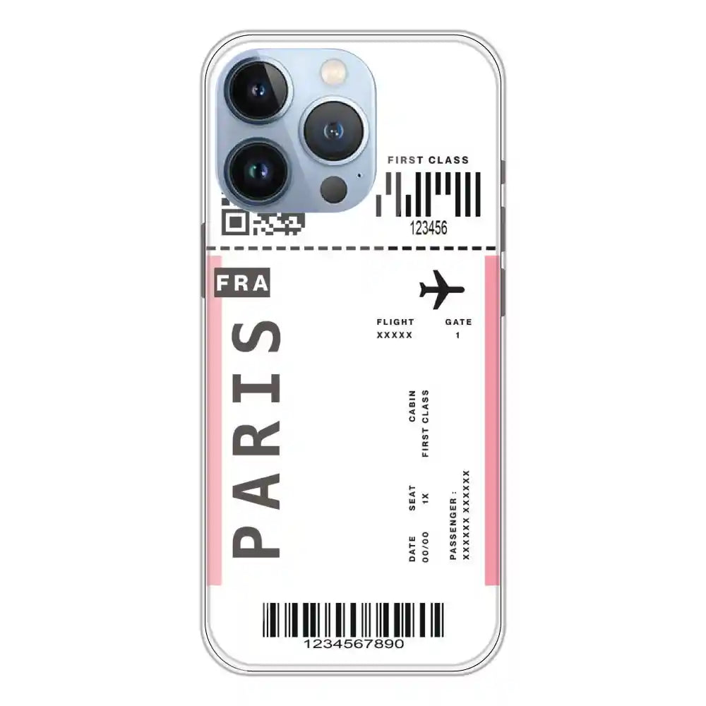 Paris Ticket - Clear Printed Silicone Case For Apple iPhone 13 Pro