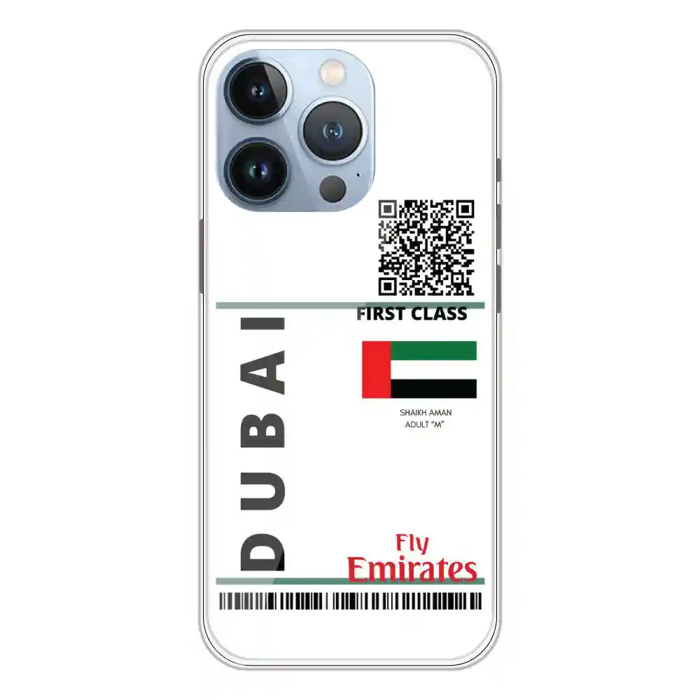 Dubai Ticket - Clear Printed Silicone Case For Apple iPhone 13 Pro Max