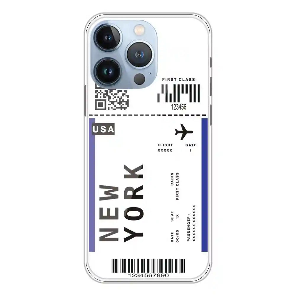 New York Ticket - Clear Printed Silicone Case For Apple iPhone 13 Pro Max