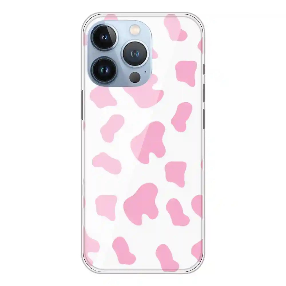 Pink Cow Print - Clear Printed Silicone Case For Apple iPhone 13 Pro Max