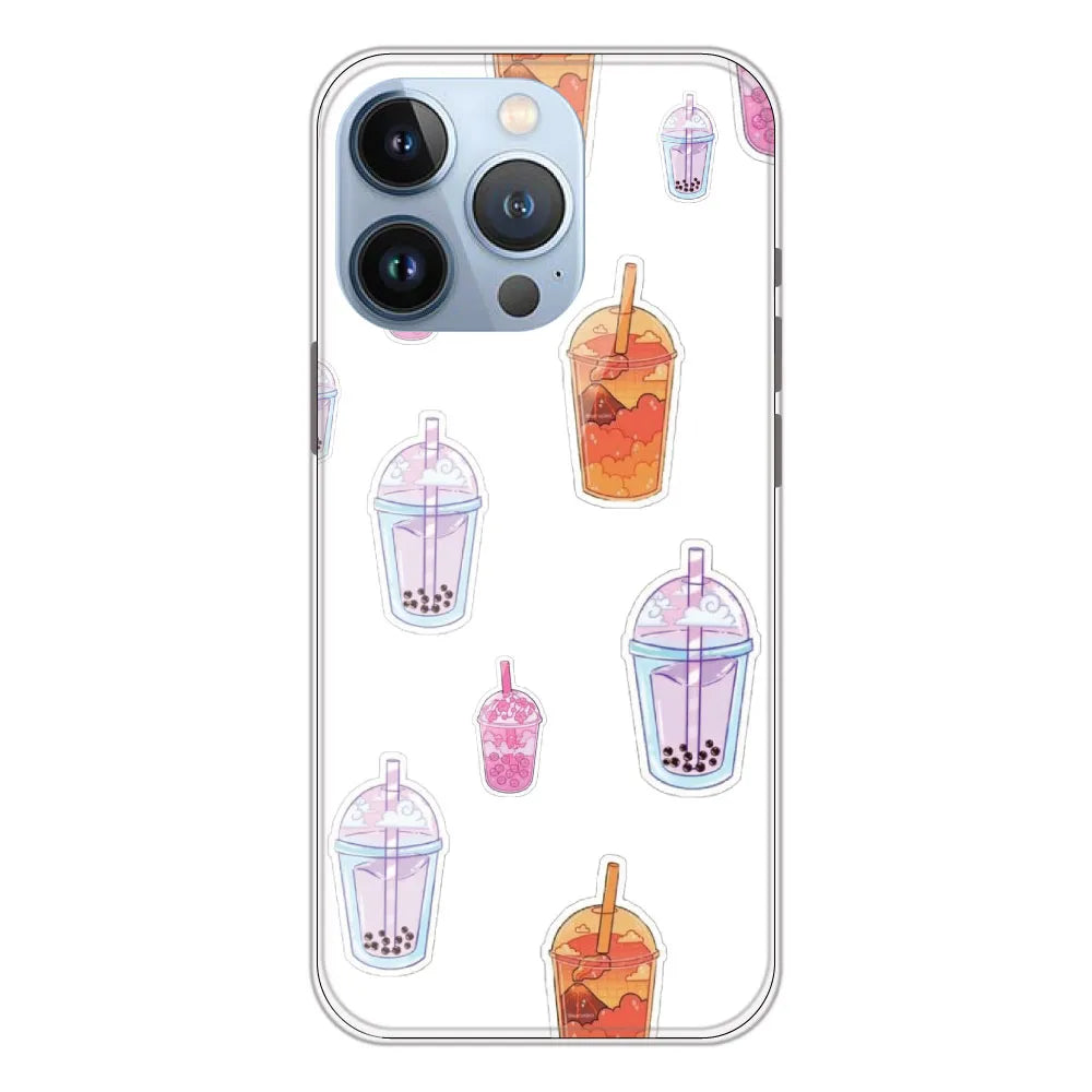Bubble Tea - Clear Printed Silicone CaseFor Apple iPhone 13 Pro Max