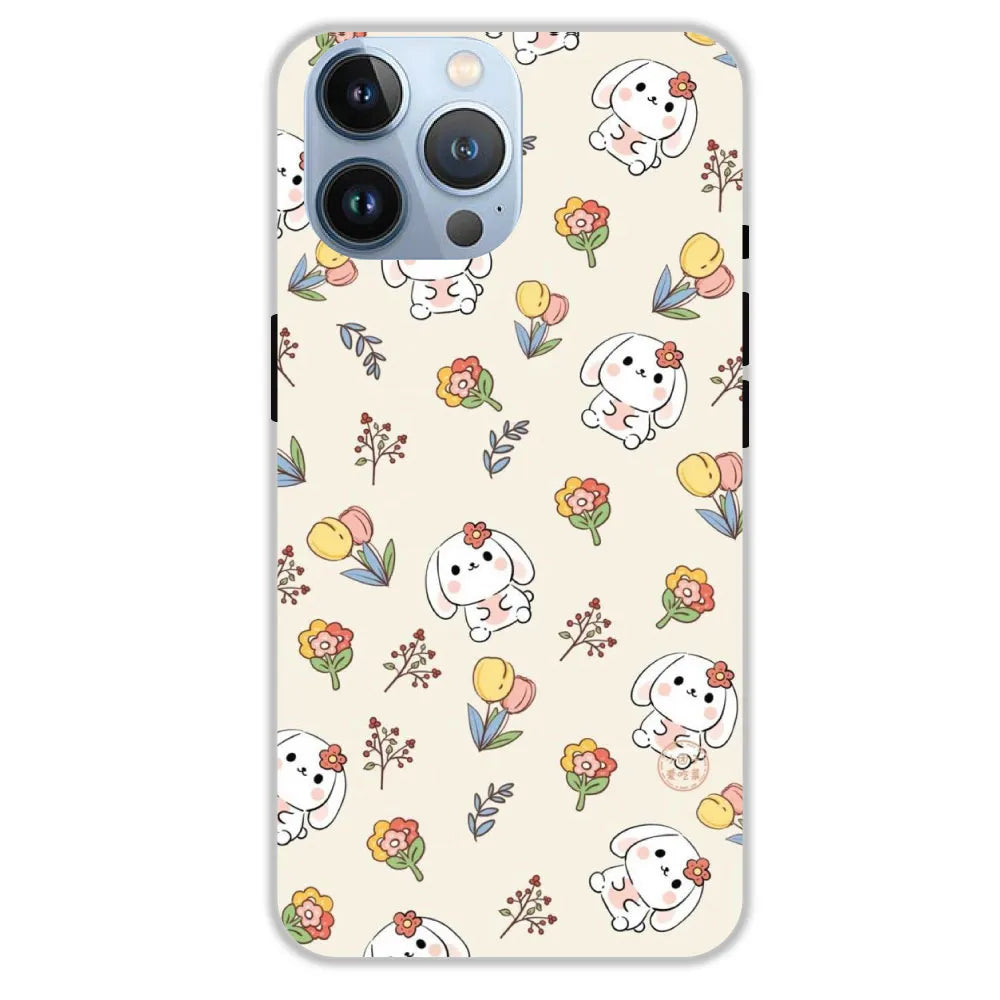 Cute Bunny & Flowers - Hard Cases For Apple iPhone 13 Pro Max