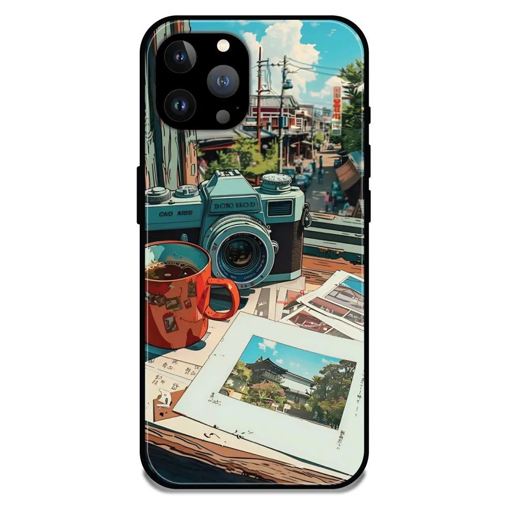 'Vintage Camera Travel Vibes - Glossy Metal Silicone Case For Apple iPhone 13 Pro Max