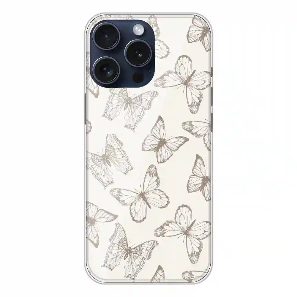 White Butterflies - Printed Silicone Case For Apple iPhone 13 Pro