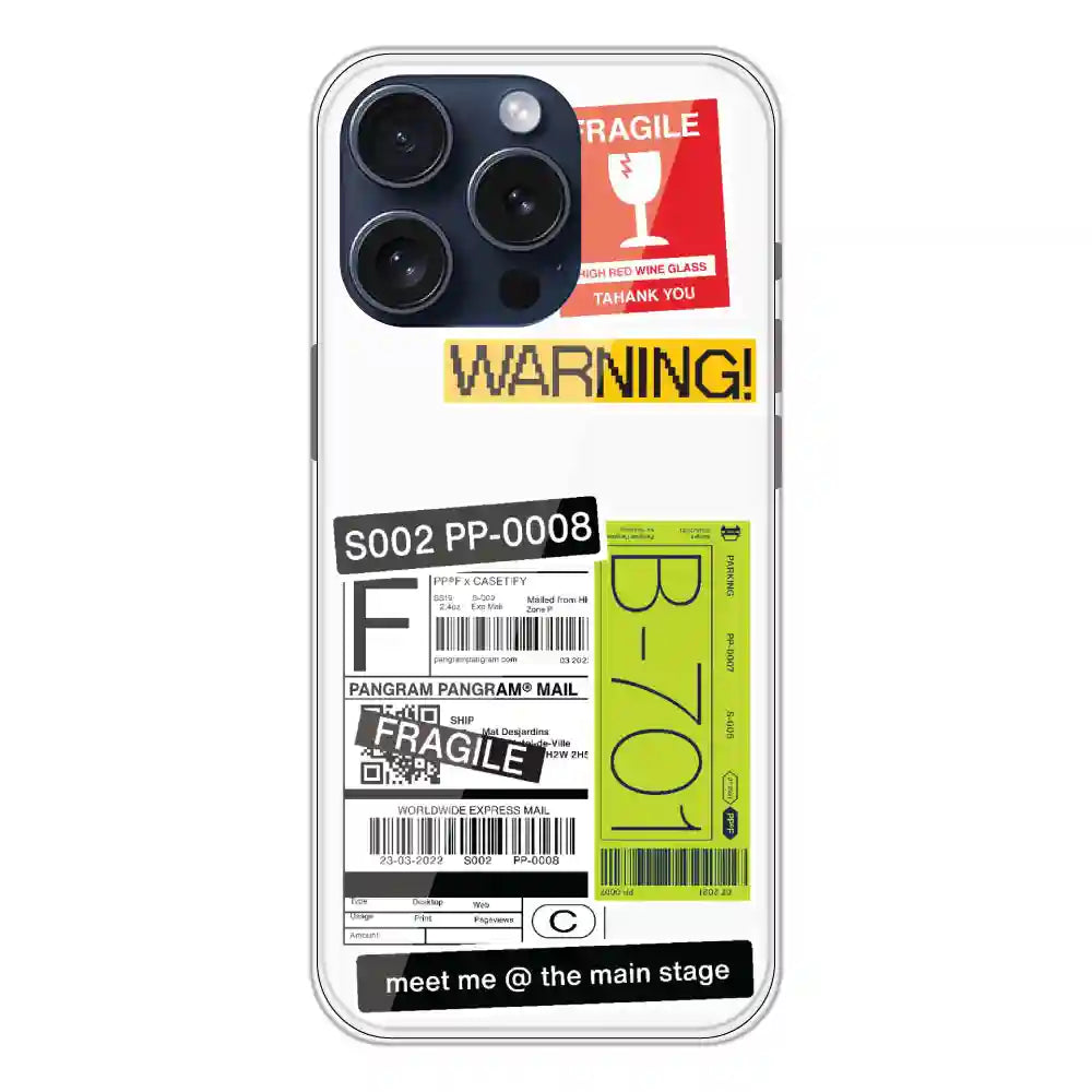 Fragile Labels - Clear Printed Silicone Case For Apple iPhone 13 Pro